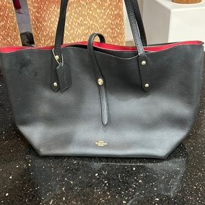 Black leather coach shoulder bag